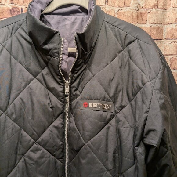 EB TEK Black Reversible Quilted Jacket with Zip Pockets Size Large - Picture 3 of 15